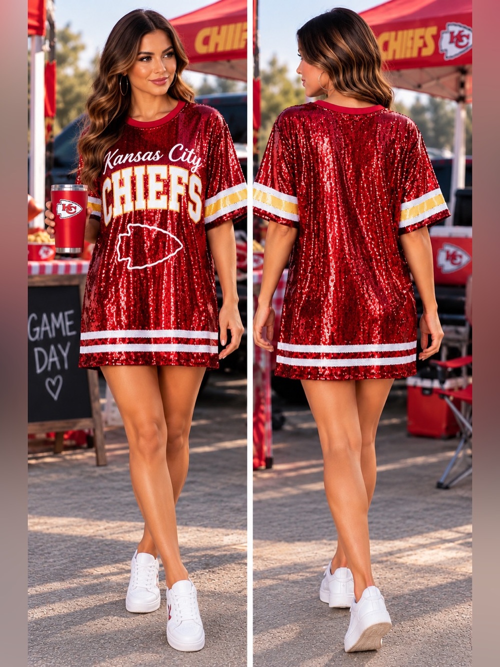 Kansas City Chiefs Dress Sparkly Sequin Dress Football Dress Football Jersey Dre